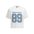 Men's loose fit casual T-shirt in chemical fibre blend fabric available in black or white