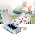 Blue and white ultraviolet disinfection box for mobile phones up to 6.6 inches