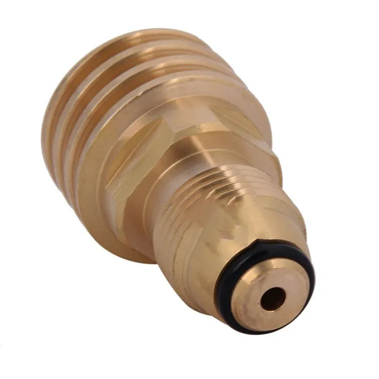 Brass gas brazing adapter with 7mm taper threads and gold finish for gas charging connections