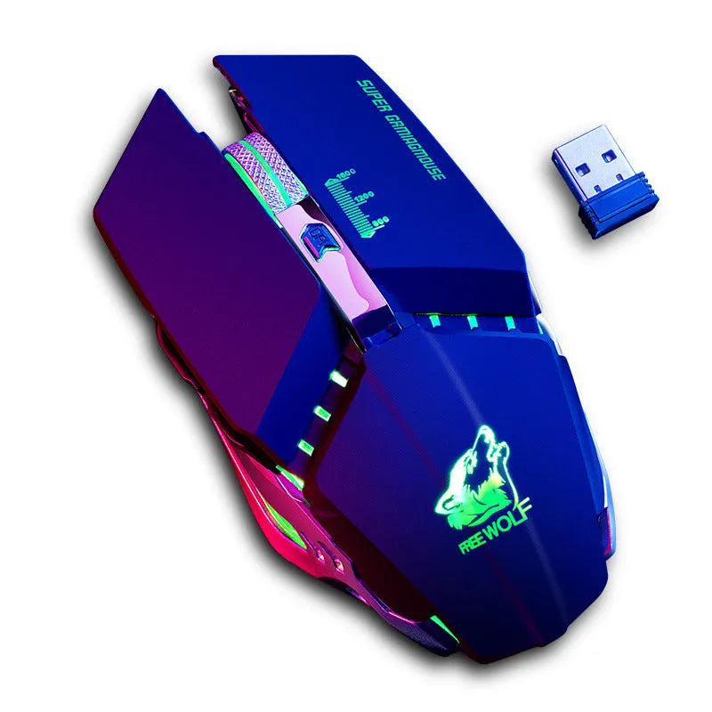 Rechargeable wireless gaming mouse with six buttons and adjustable DPI in four colour options
