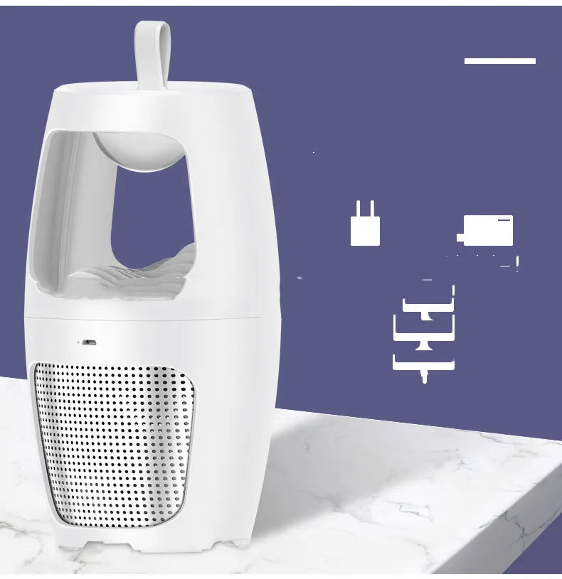 Black or white USB rechargeable indoor mosquito killer lamp with compact square design.