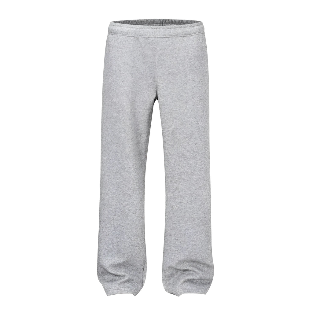Men's solid colour cotton straight-leg casual pants in loose wide-leg fit, shown in grey.