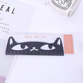 Kawaii 15cm wooden ruler shaped like a cat in candy colour black with centimetre markings