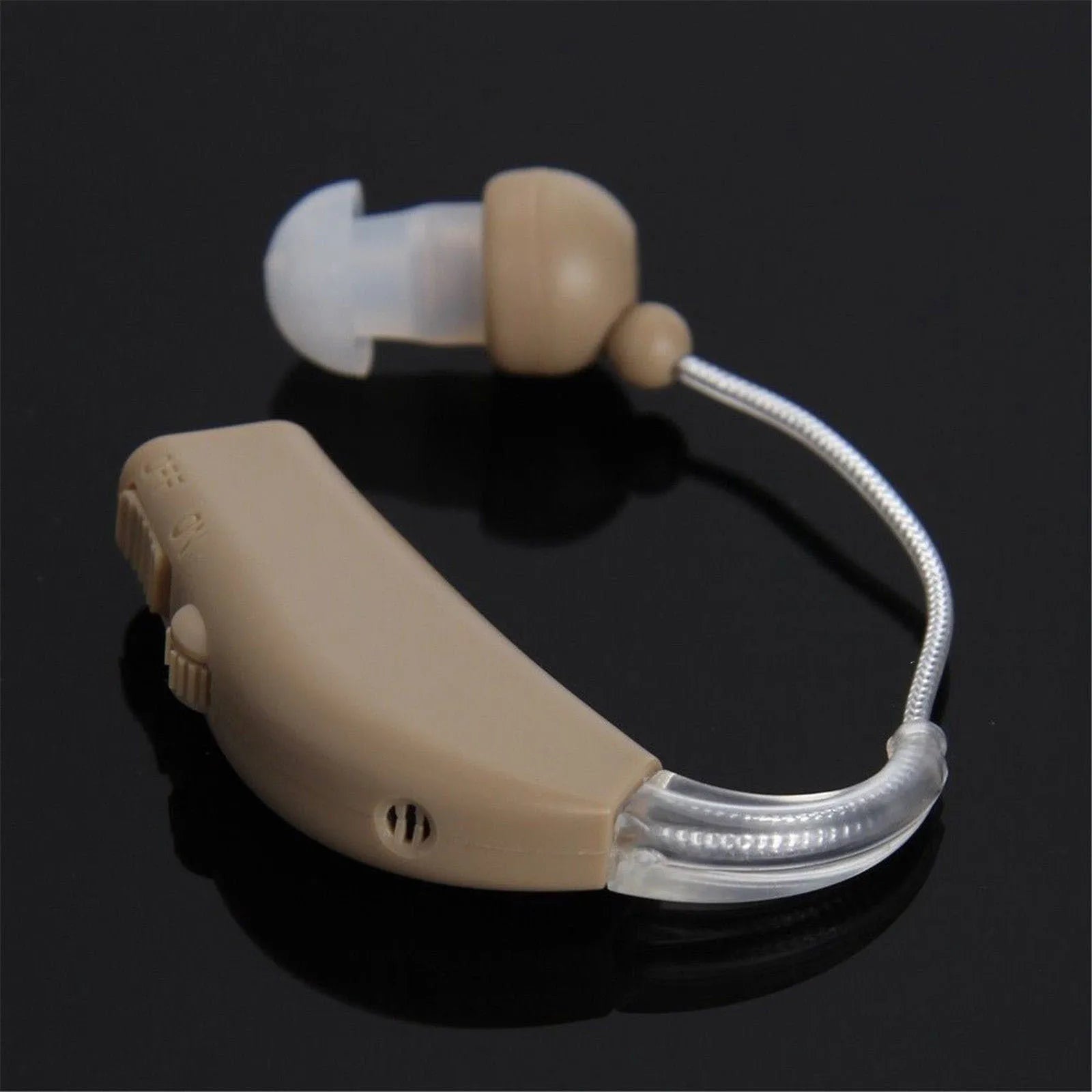 U-Kiss rechargeable behind-the-ear digital hearing aid amplifier with mini design and EU/US plug options.