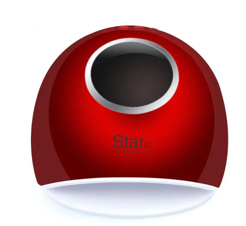 Set of 48 metallic Christmas baubles showing star patterns in gold, pink, red, and white colours.