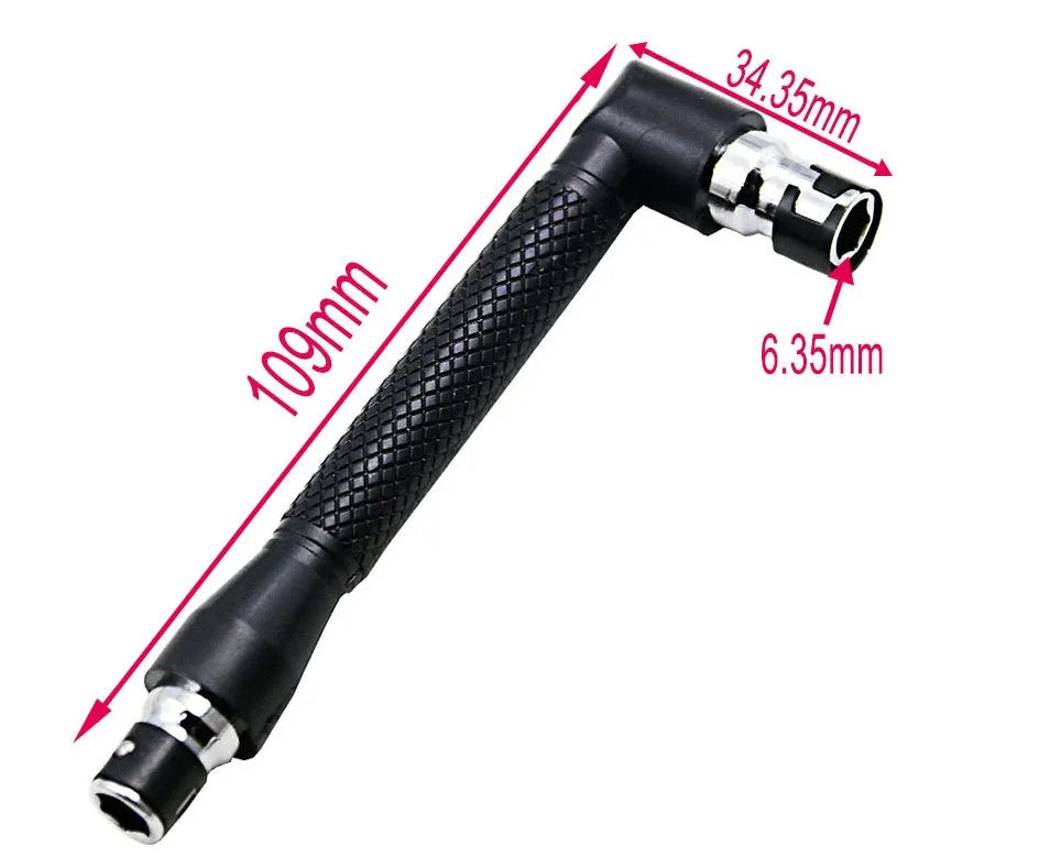 L-type double-headed socket wrench handle with ten drill bits laid out, made from 45# steel