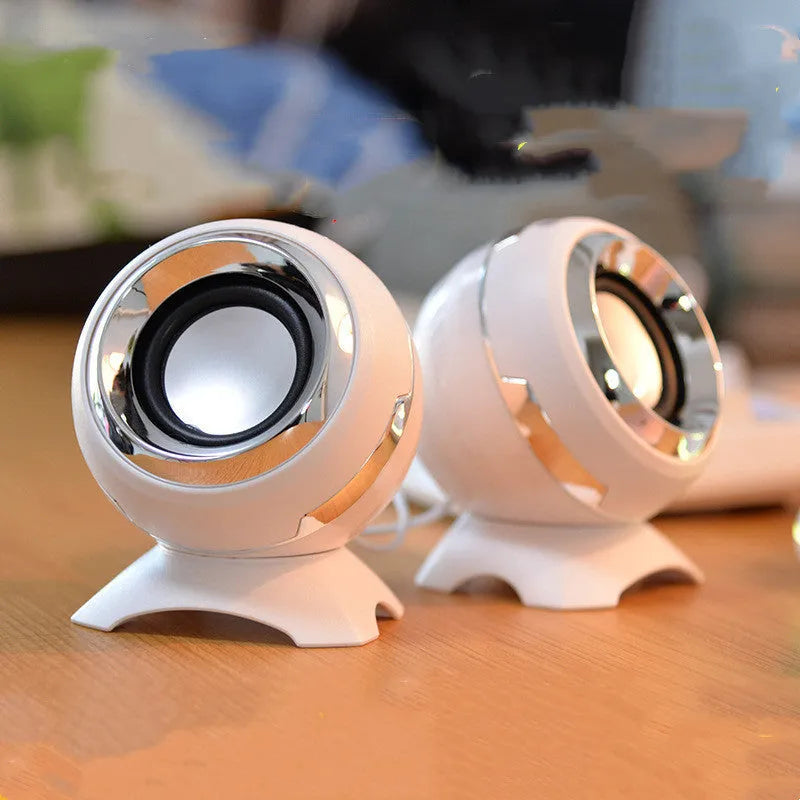 Compact black and gold USB-powered stereo speakers for computer desktop with 130cm cable