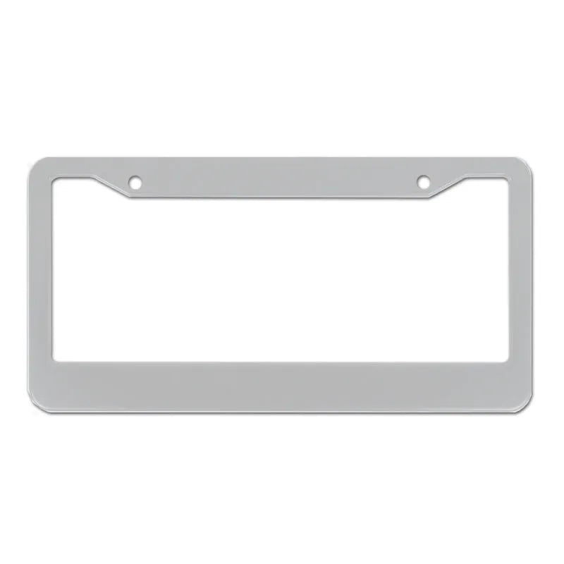 Aluminium alloy licence plate frame for American cars in black and silver oxide colours showing three hole pattern options