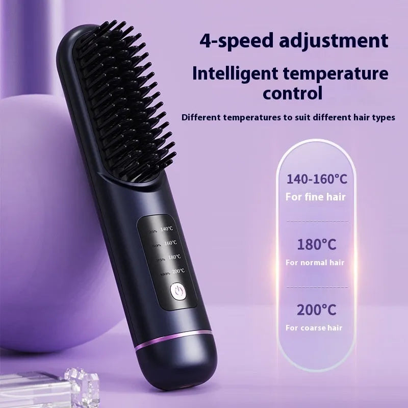 Portable charging negative ion hair comb in white, dark blue or grey colour with ABS plastic construction