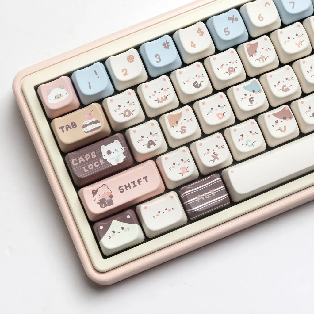 High Sea Salt Cat colour theme PBT plastic keycap set for mechanical keyboards, showing standard keys and a separate 7u spacebar.
