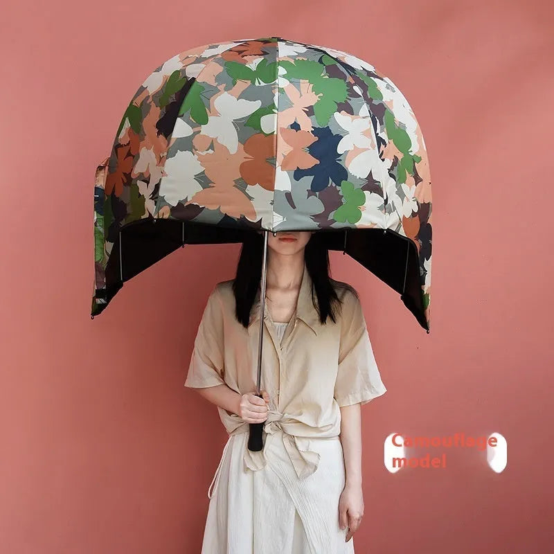 76cm long handle manual umbrella with NC fabric canopy in camouflage butterfly vinyl pattern