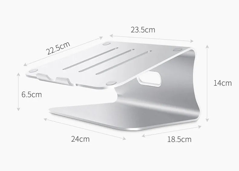 Aluminium alloy notebook cooling bracket with striped heat sink design in grey colour