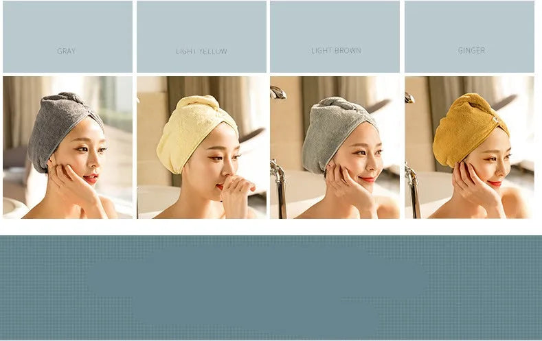 Women's microfiber hair drying cap absorbent towel bonnet 60cm by 25cm