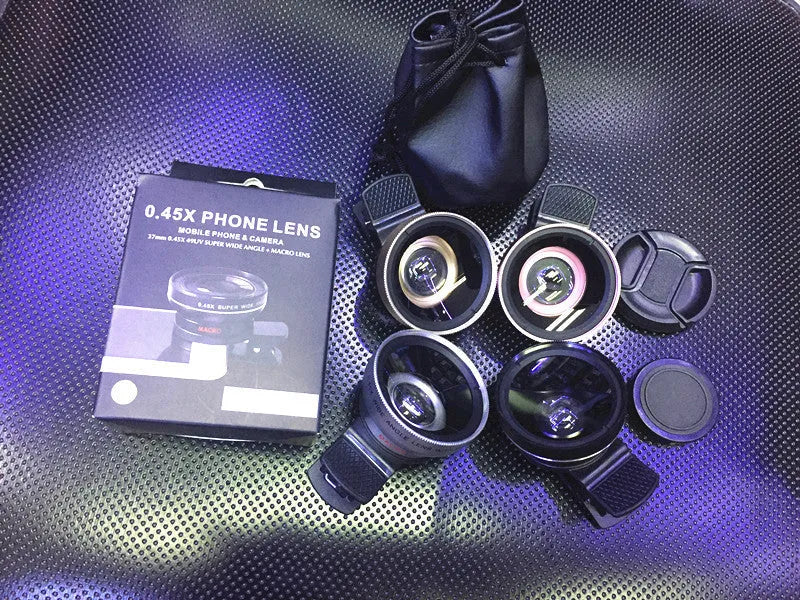 0.45X wide angle mobile phone lens with universal mounting clip in silver finish