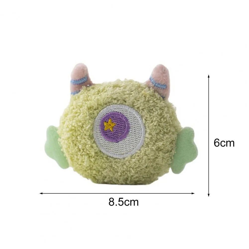 Cartoon-shaped plush dog chew toy with squeaky sound feature in multiple colour options