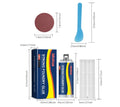 85ml metal sealant epoxy glue kit with push rod, scraper, and sandpaper for steel and copper repairs.