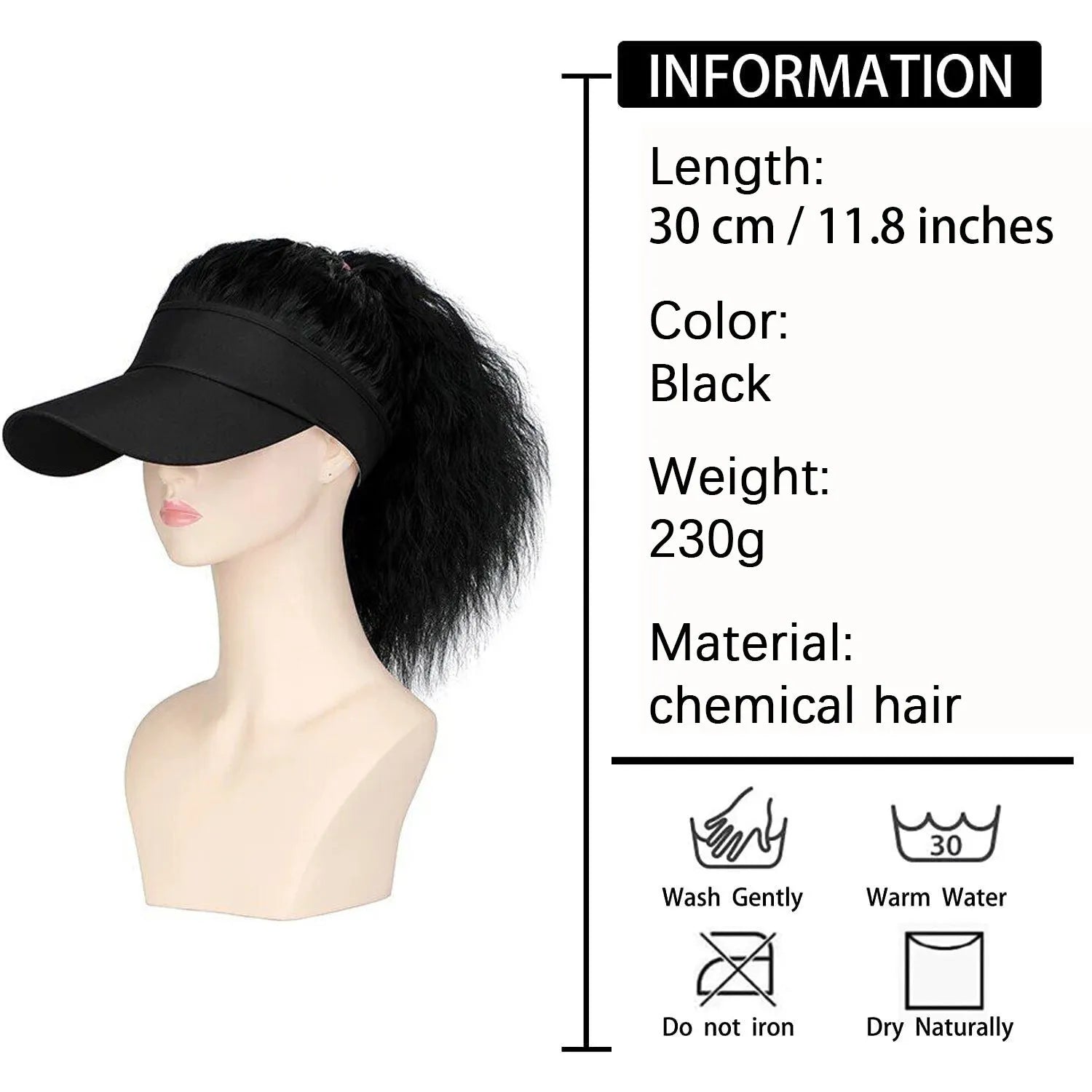 Women's hooded wig with horse tail waves in short domestic silk construction