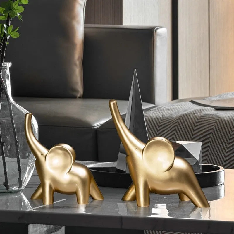 Resin elephant ornament figurine in modern simplicity style available in rose gold or white colour options