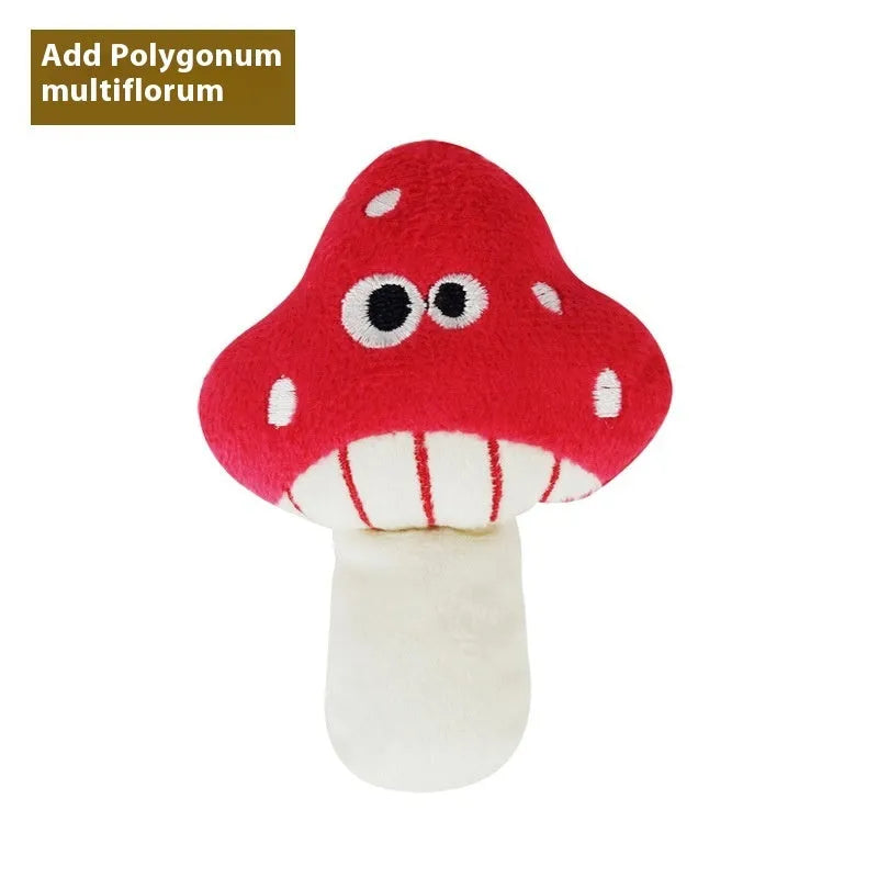Six food-shaped catnip plush toys including pineapple, pizza, burrito, cone, cucumber and mushroom designs