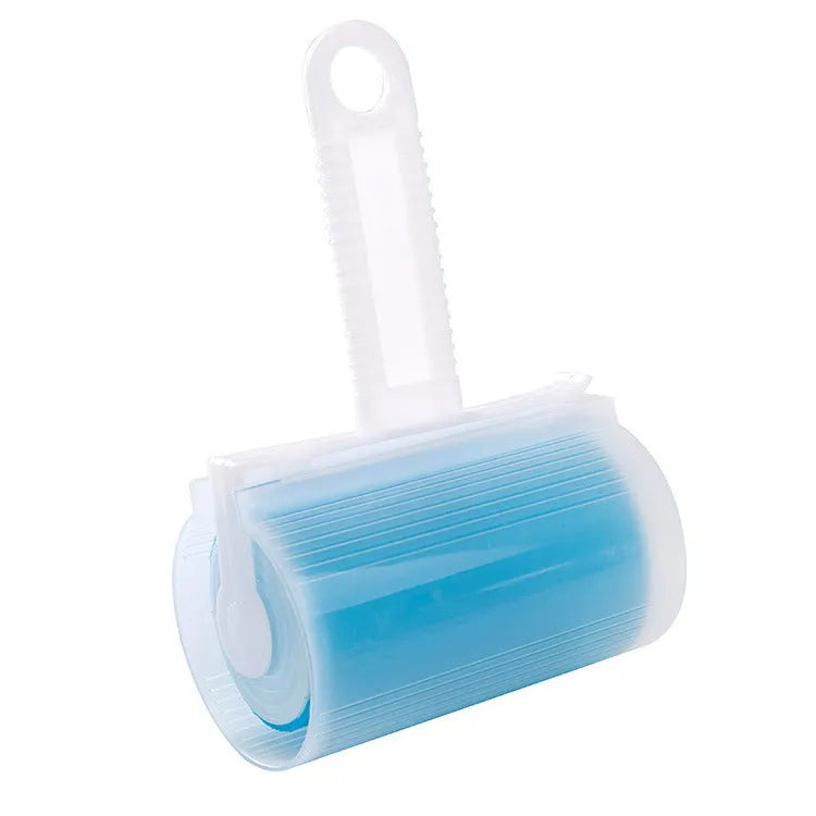 Washable reusable lint roller with cover in blue, green, pink or yellow for pet hair removal