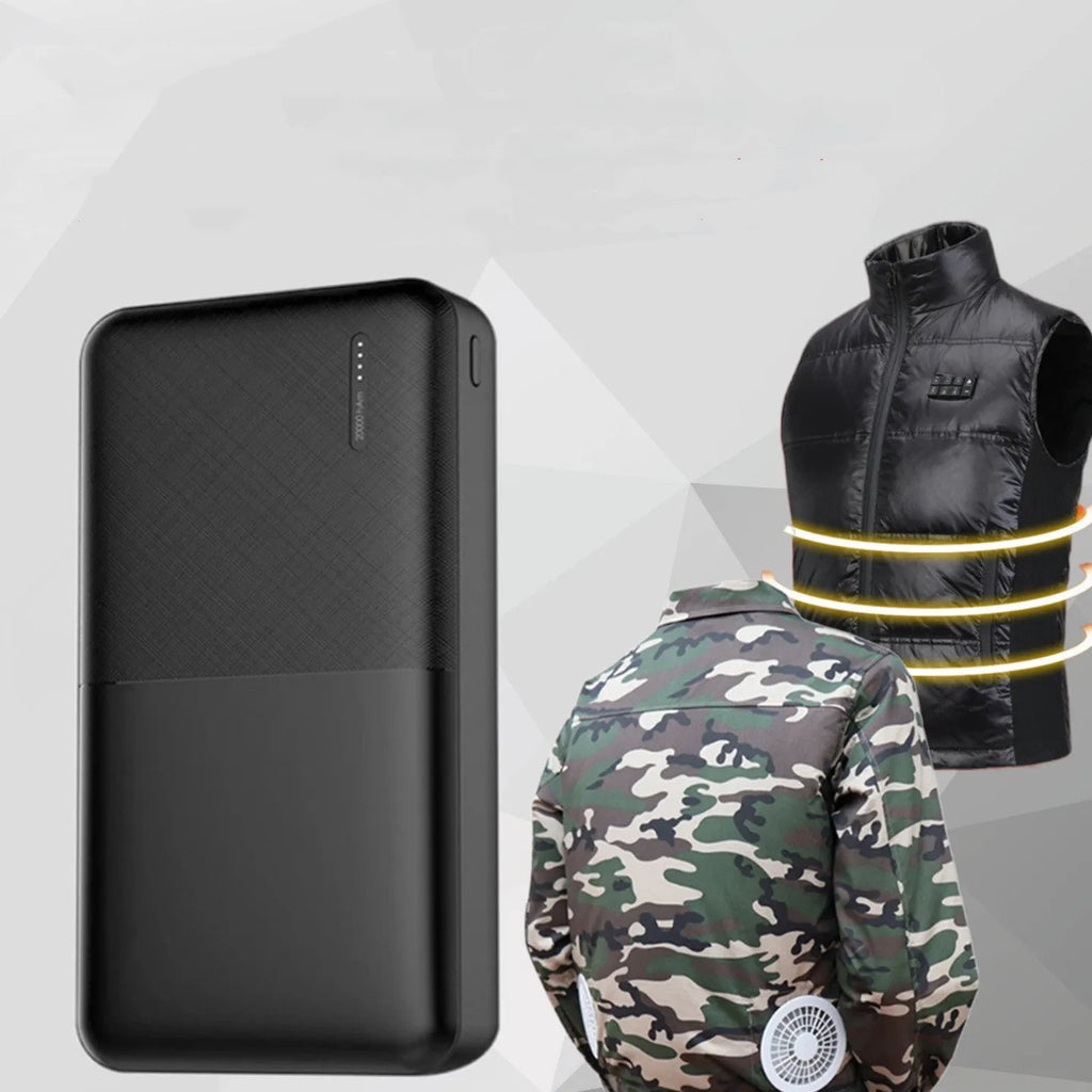 20000mAh power bank with multiple USB ports showing black and white colour options
