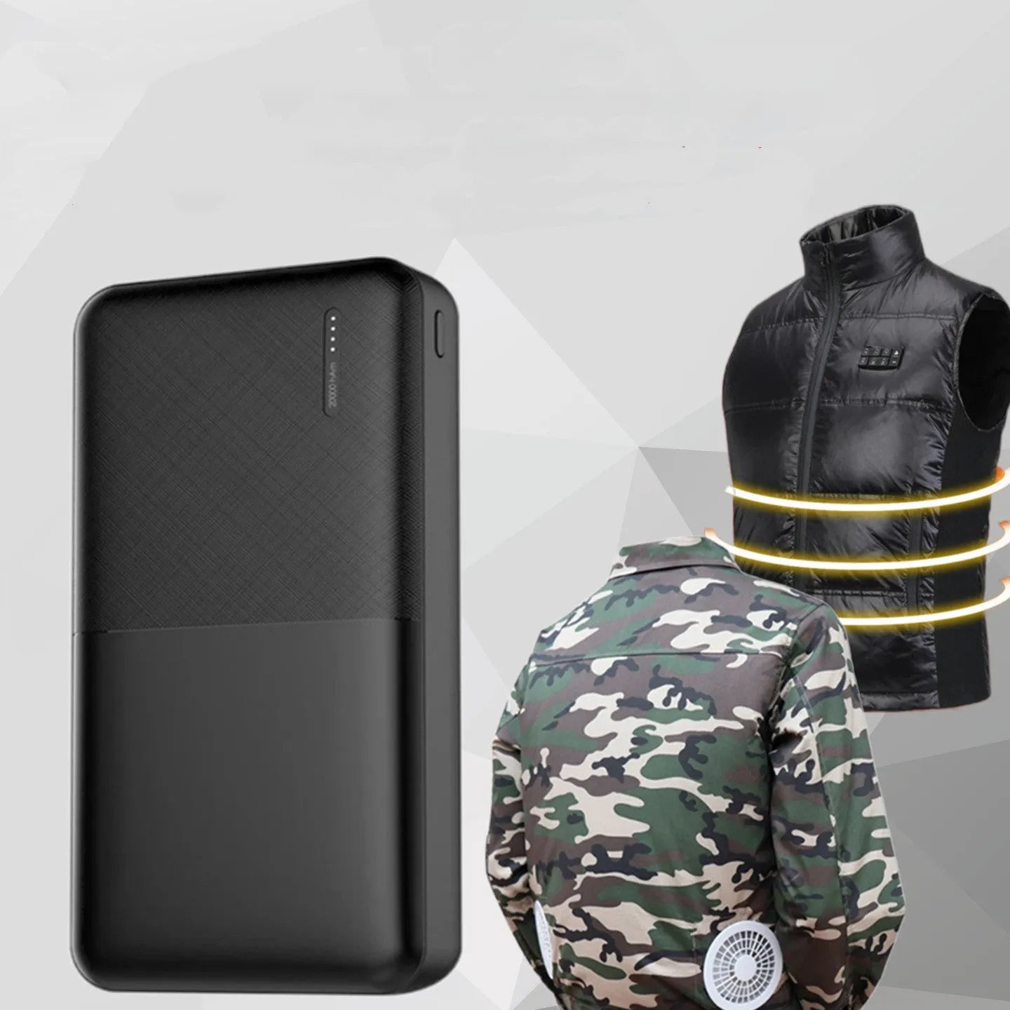 20000mAh power bank with multiple USB ports showing black and white colour options