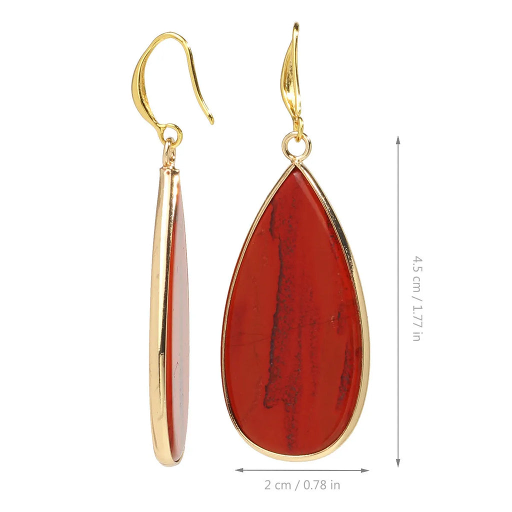 Vintage tigereye long water drop earrings in retro style with stone materials