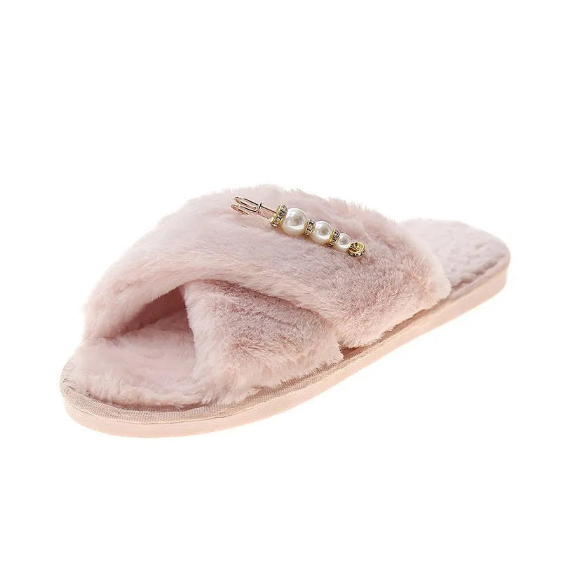 New cross cotton slippers with flocked upper and rubber sole, available in multiple colours for home use
