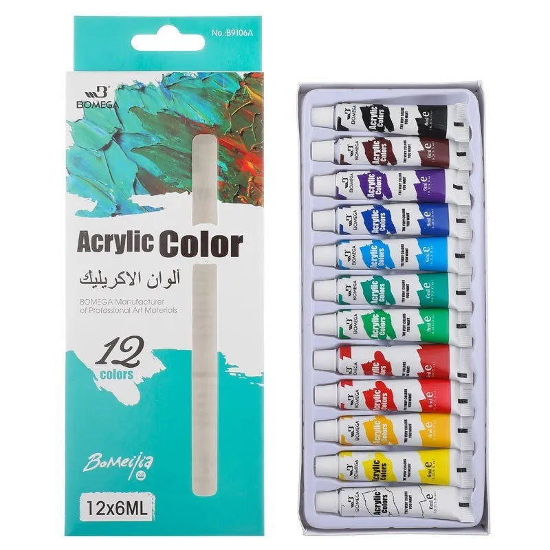 12-colour pigment paints set with tubes for multiple painting techniques