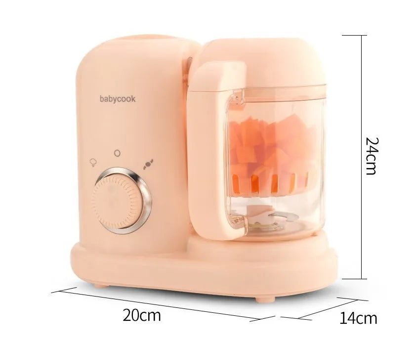 Baby food processor with steamer and blender functions in green or pink colours