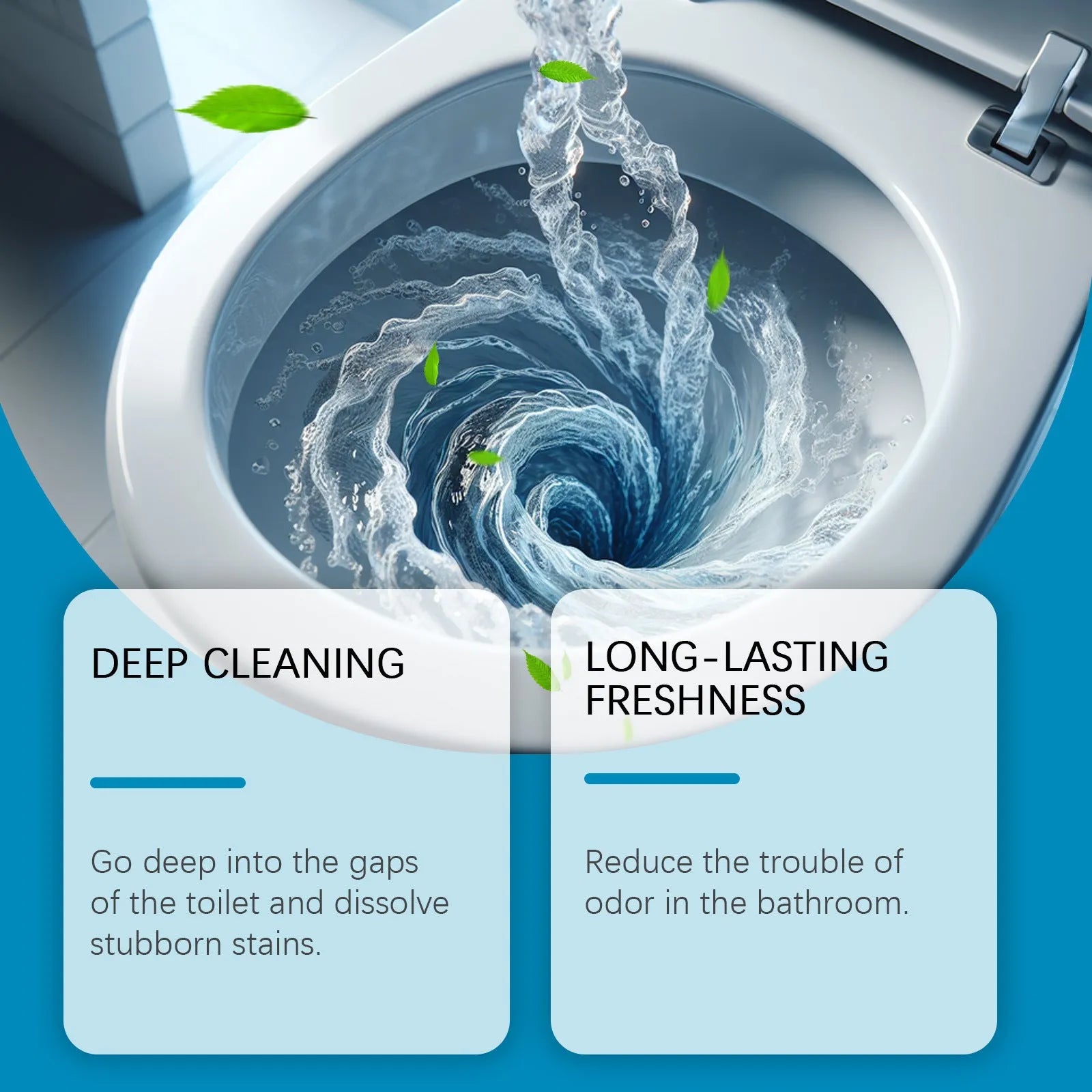 Four sachets of toilet cleaning powder, 30g each, for stain and odour removal