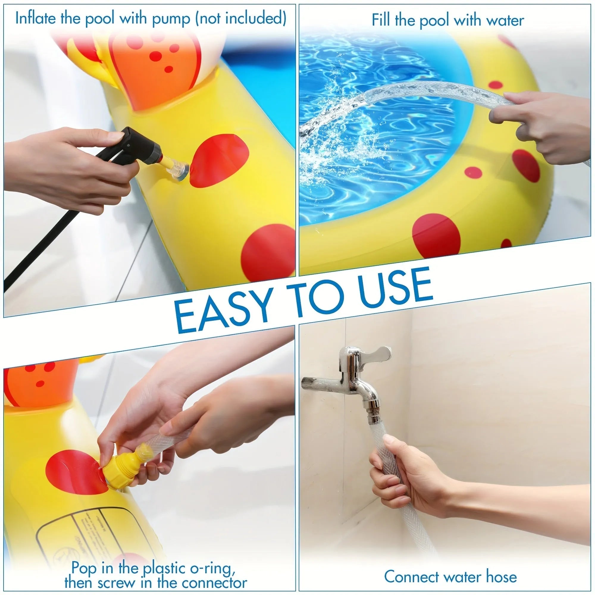 Blue dinosaur inflatable water spray pool measuring 170x105x65cm for outdoor children's play