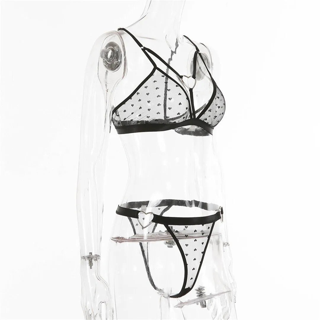 Ladies' black mesh spandex two-piece set featuring a sleeveless top and shorts for dancewear.