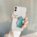 Transparent airbag shockproof mobile phone case for iPhone with green dinosaur design on clear back.