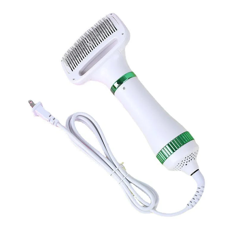 Pet hair dryer and comb grooming tool for dogs and cats with adjustable airflow and temperature settings