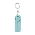 Compact pink girls self-defense alarm showing dimensions with loud 130 dB siren and LED light.