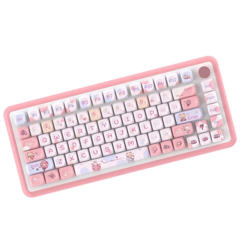 Sweet cotton candy coloured PBT keycaps for mechanical keyboards in 112-key or 120-key sets