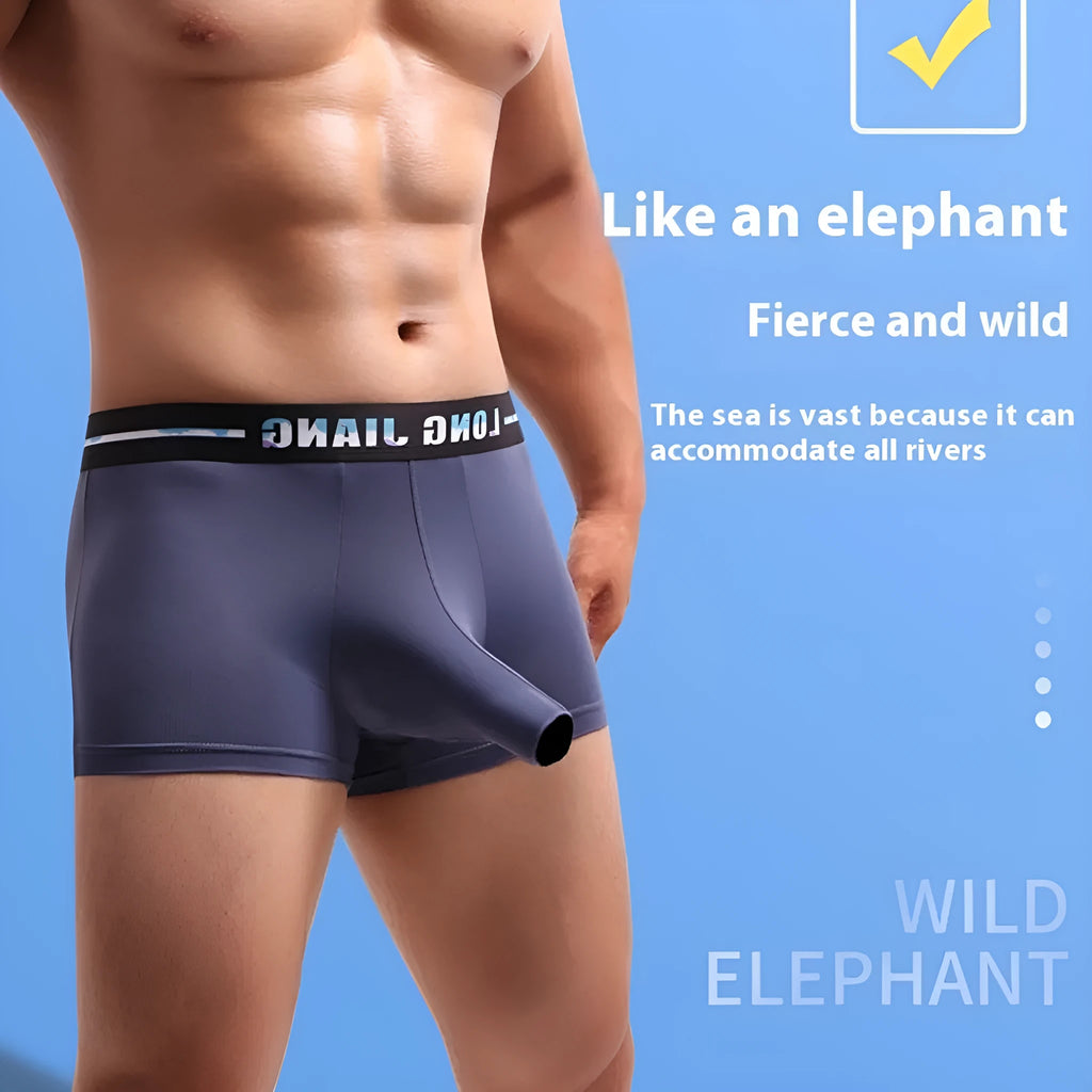 Men's ice silk trunk open boxers in multiple colours with mid waist design