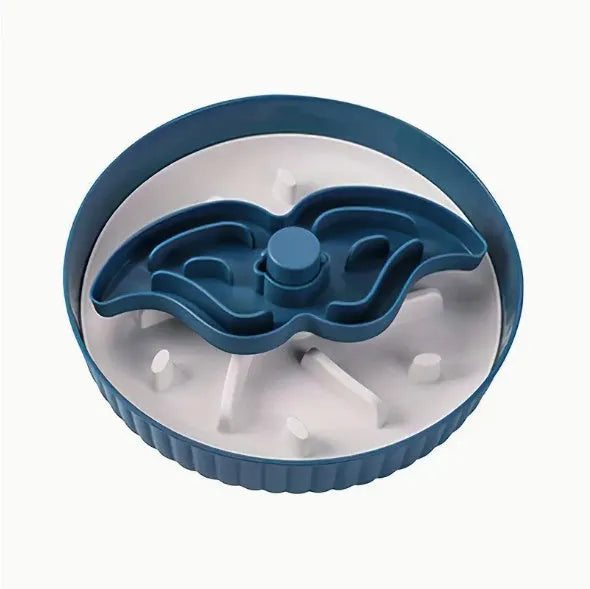 Pet food bowl with rotating game board and silicone anti-choke pad in multiple colour options