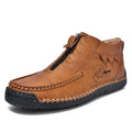 Men's black slip-on loafers with round toe and rubber sole shown in size 45