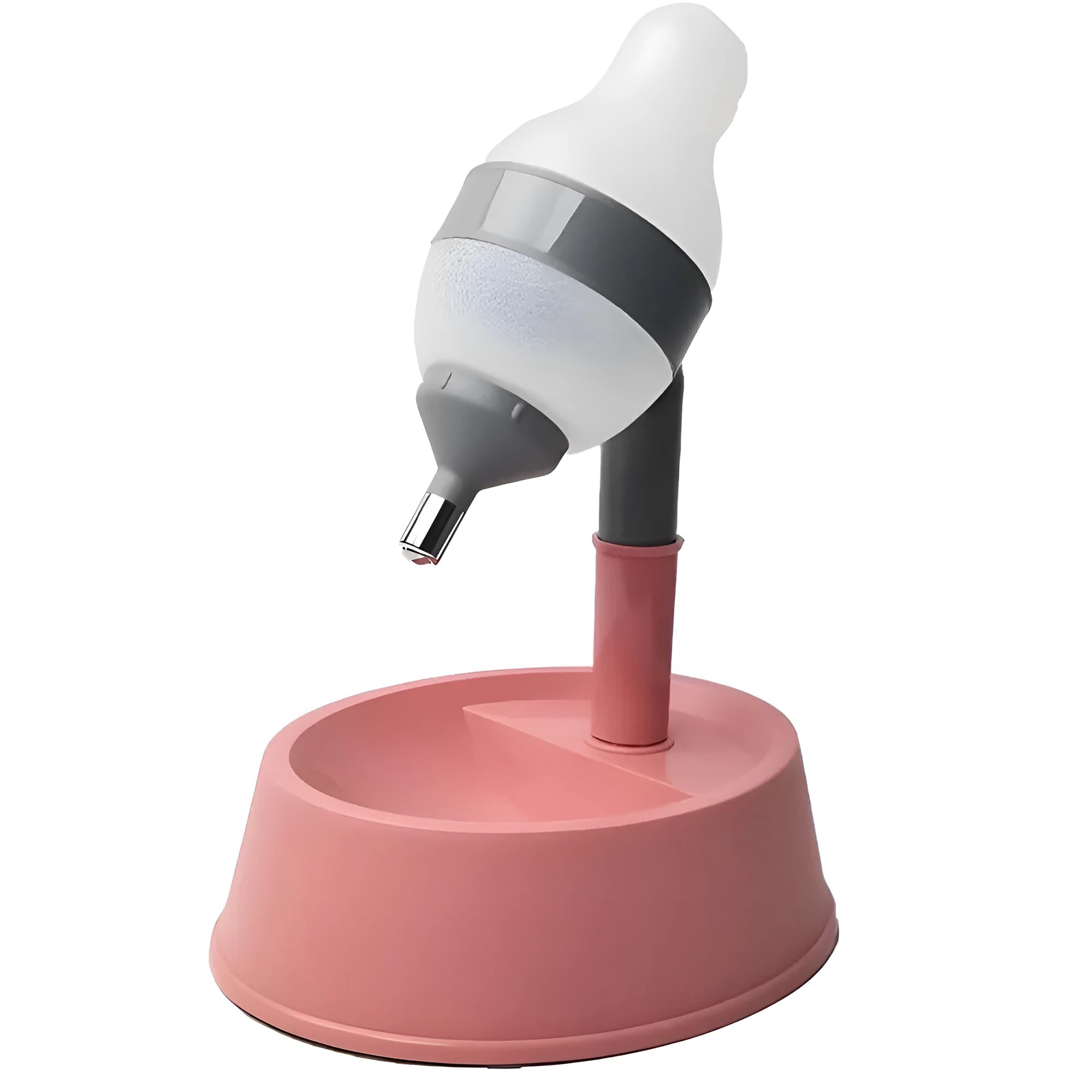 Green height-adjustable standing water dispenser for pets with a bowl and detachable pole.