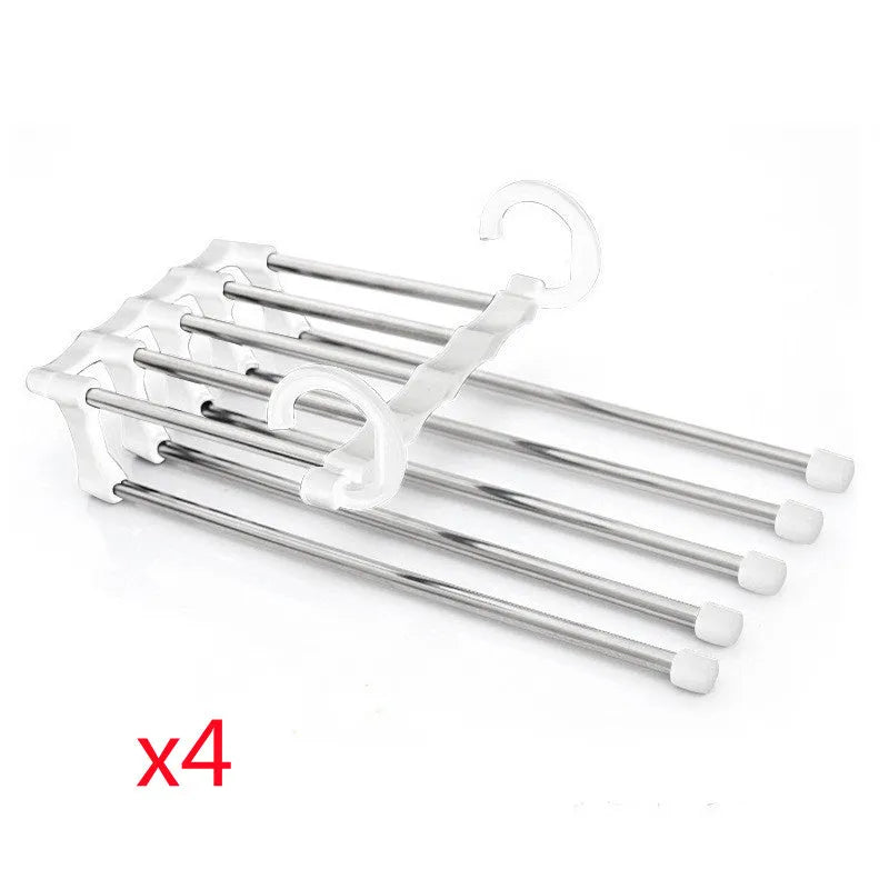 Black stainless steel 5-in-1 multi-functional clothes hanger with five detachable booms