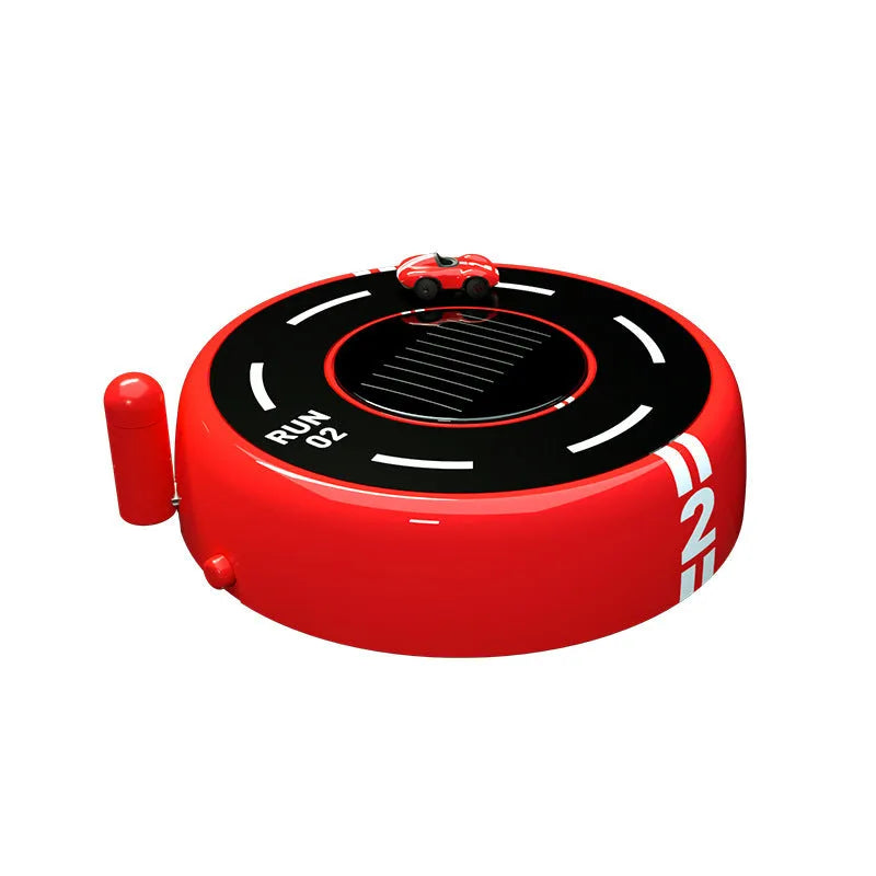 Solar-powered round car aromatherapy decoration with LED lights in black, red, and white colour options