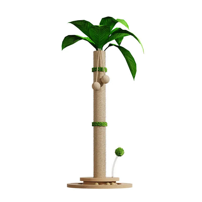 Vertical cat climbing frame with hemp rope scratching surface and canna-coloured column.