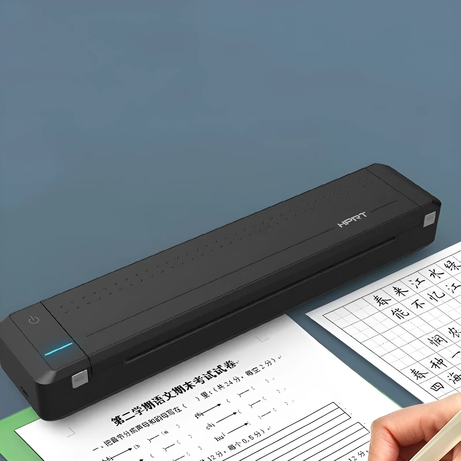 Wireless Bluetooth A4 thermal office printer in black, 310.5 x 63.5 x 39.5 mm, with USB Type-C port
