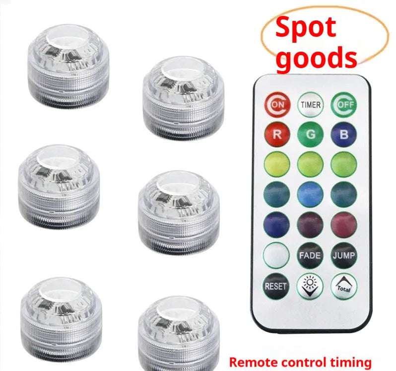 LED diamond diving light with remote control, RGB, IP65, plastic shell 3x2.5cm for vase and aquarium