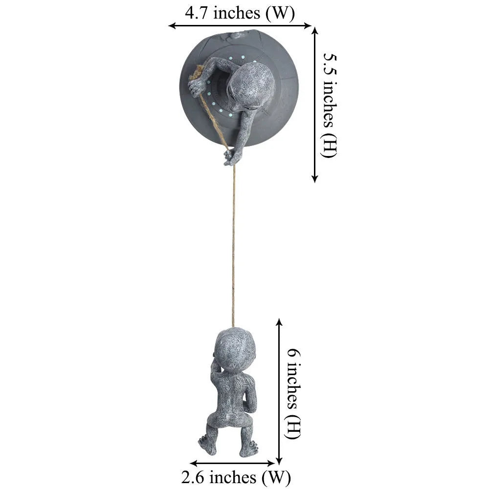 Grey resin alien tree pendant sculpture with hand-carved detail for courtyard decoration