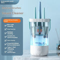 White plastic rechargeable electric makeup brush cleaner with USB charging cable
