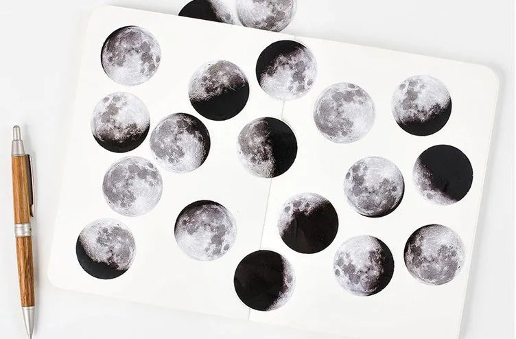 45 piece moon sticker set paper stickers 40mm width 40mm length for diary decoration