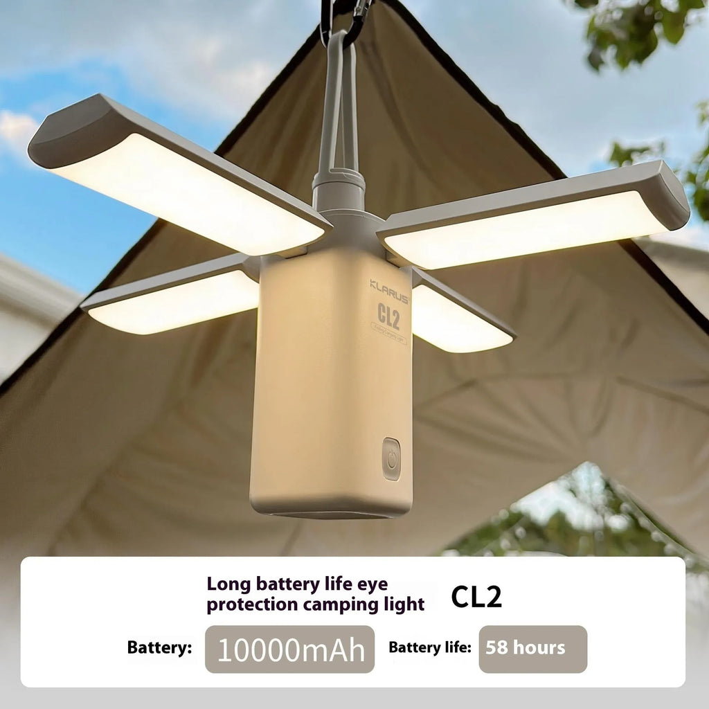 Green and white rechargeable LED campsite lamps with USB charging cable